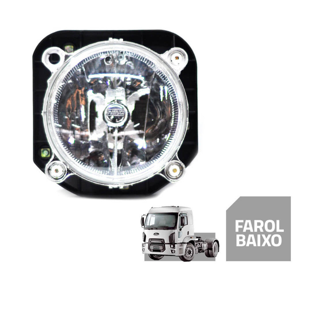 Farol Baixo Ford Cargo a partir de 2011 Lâmpada H7 Lente em Policarbonato - Nino